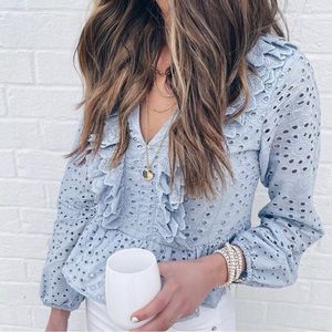 Express Ruffle Front Eyelet Crop